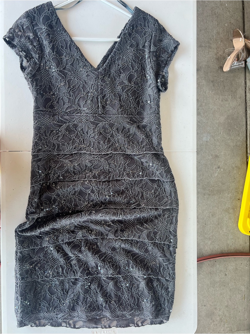 K Jordan Black Lace V-Neck Midi Dress